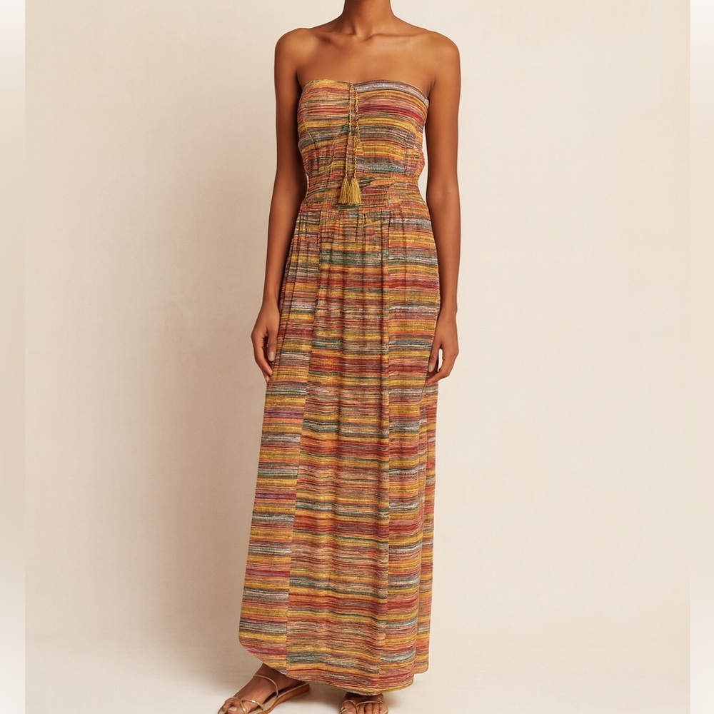Calypso St. Barth Beach Cover-Up Size S Multi-Color Tube Dress Maxi Vacation